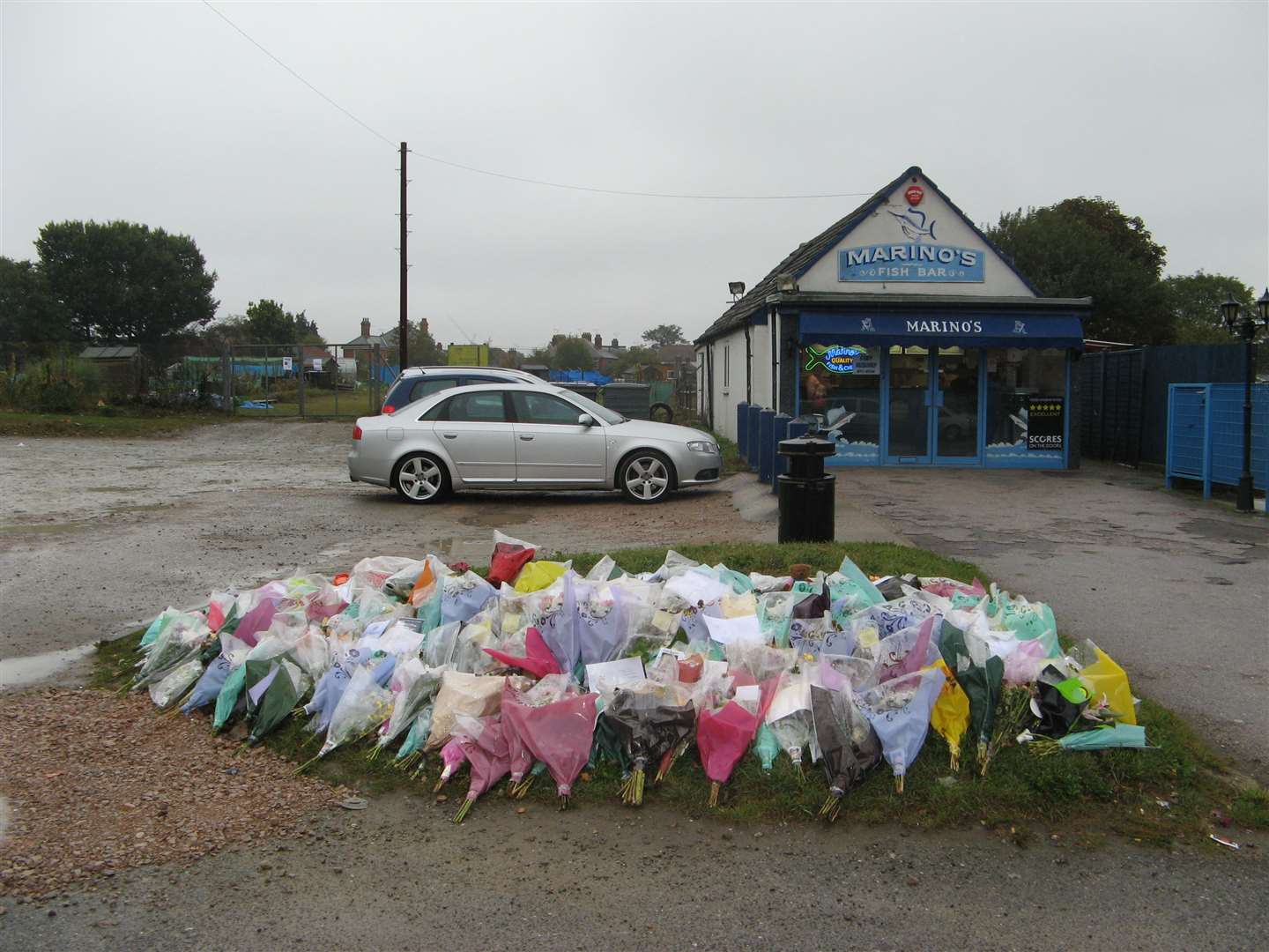 Floral tributes left at the scene of the accident in 2009