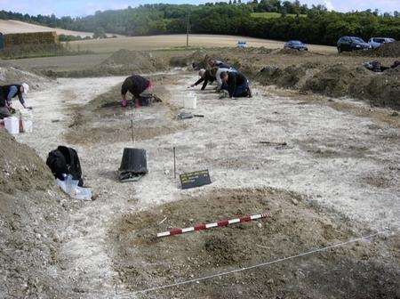 Archaeologists have uncovered a stone age henge near Hollingbourne