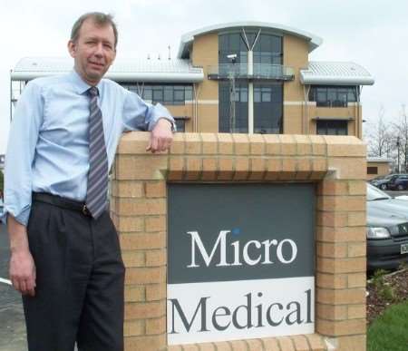Daniel Quirke pictured in 2004 outside Micro Medical's Chatham HQ