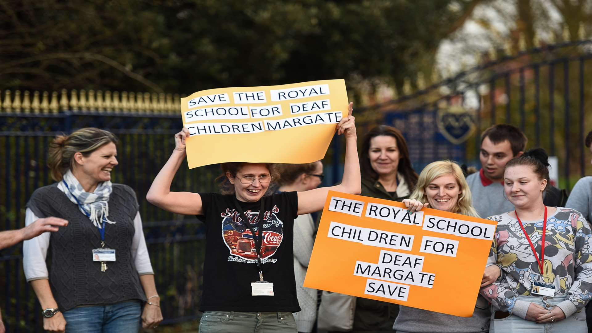 A protest was held outside of the Royal School for Deaf Children after it was placed into administration in December