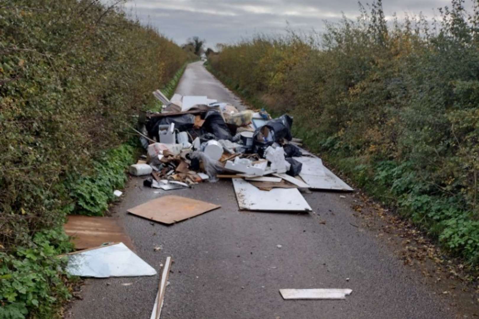 A pile of fly-tipped rubbish dumped in the middle of a Birchington road in November. Stock picture