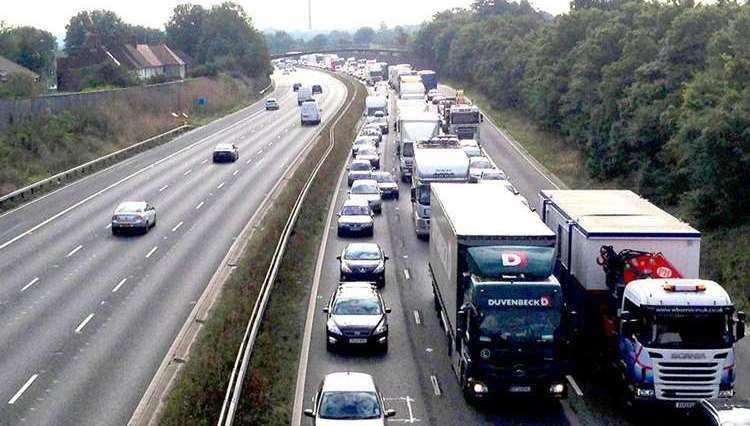Travellers are facing delays on the M26 and the surrounding areas following repairs by South East Water. Picture: Matthew Walker