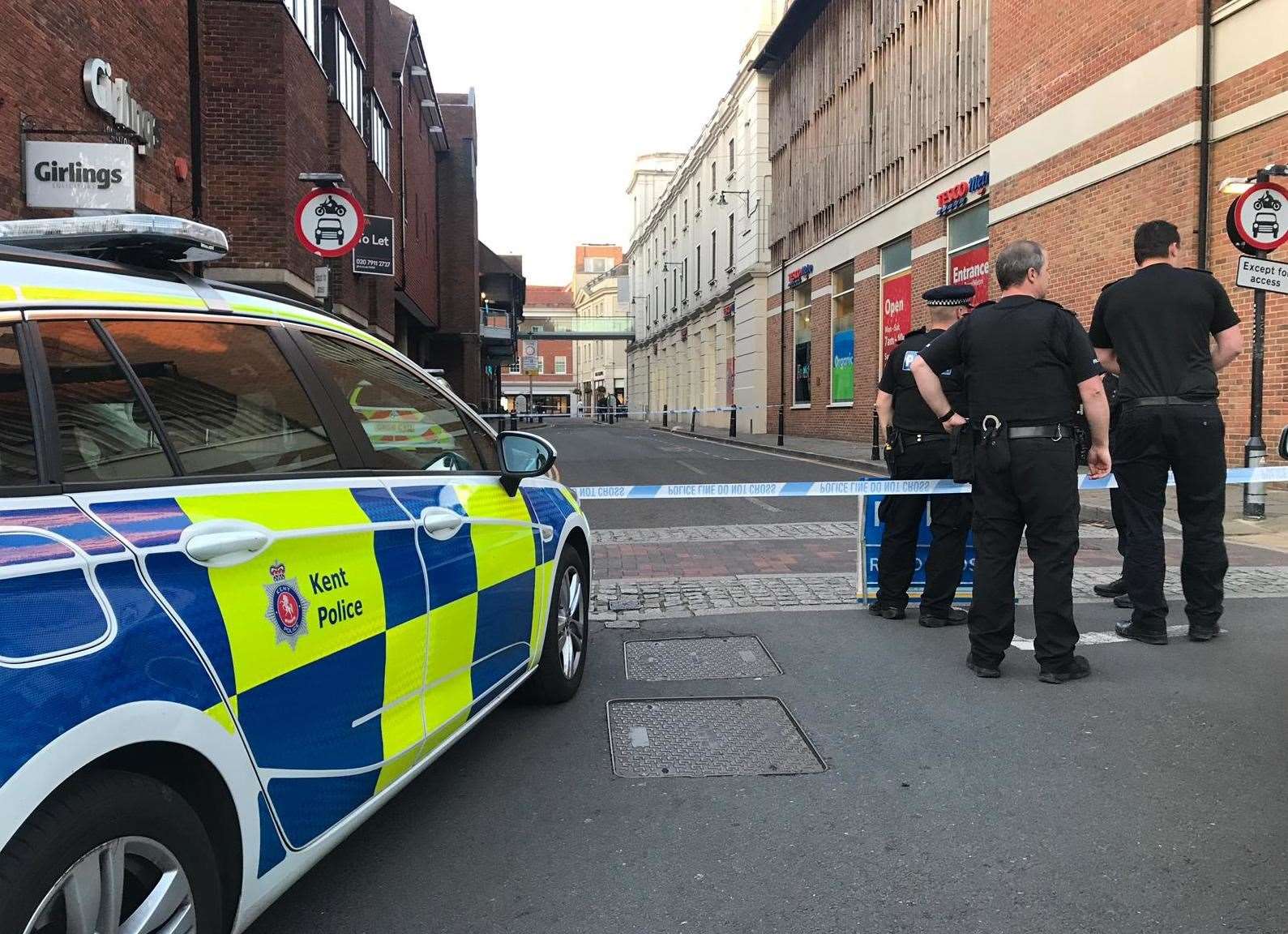 Police at the scene of the attack in Canterbury city centre