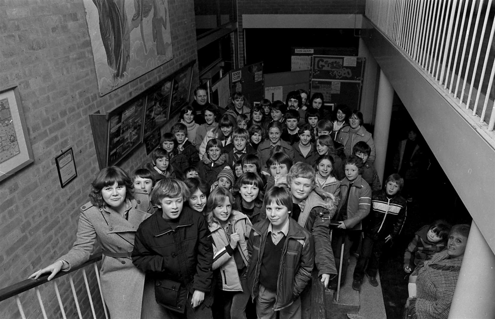 Children from Herne Bay School setting off on a skiing trip in February 1980