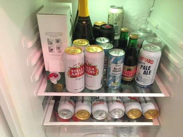 The current contents of the Secret Drinker beer fridge. I still think there’s too much wasted space for wine.