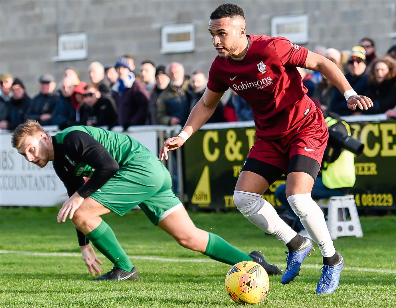 Canterbury's Dean Grant on the ball against Cray Valley in Saturday's FA Vase semi-final second leg at Salters Lane Picture: Alan Langley