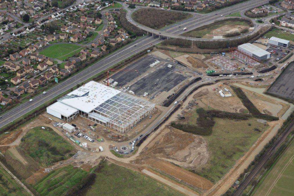 An aerial shot of the Sainsbury's development in Herne Bay