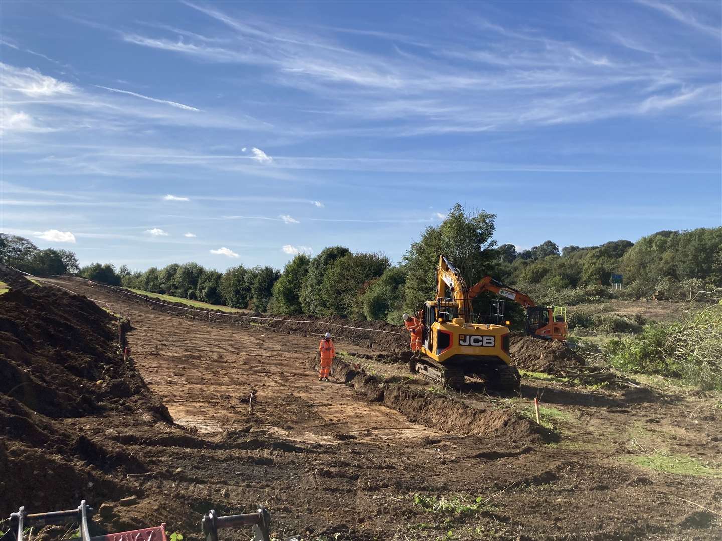 Diggers stripping earth next to Stockbury roundabout at Sittingbourne. Picture: John Nurden