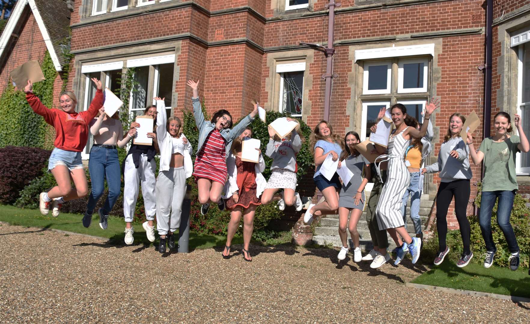 Pupils at Kent College Pembury celebrate their GCSE results