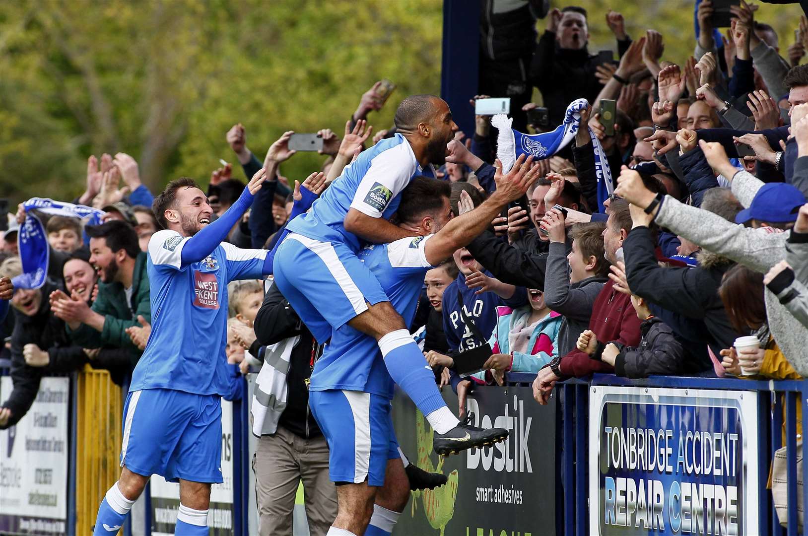 It's party time as the Tonbridge players celebrate with their supporters Picture: Sean Aidan