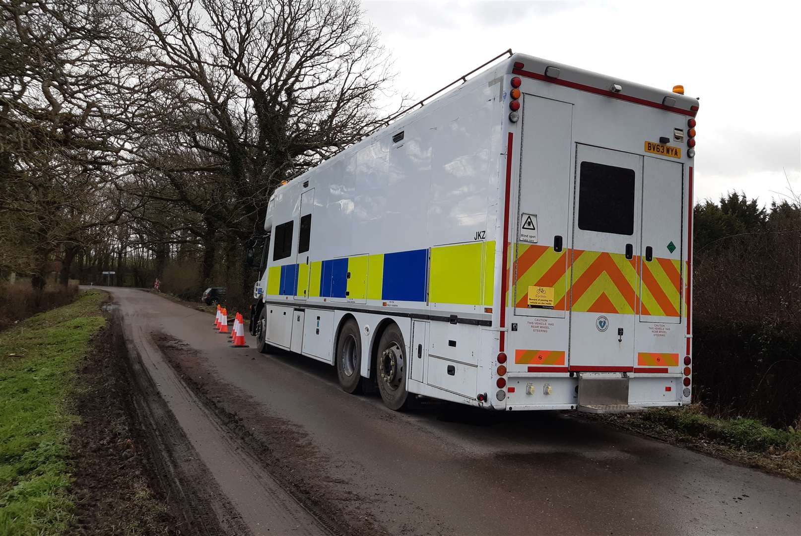 A diving team truck arrived in Bears Lane on Thursday and is still in place