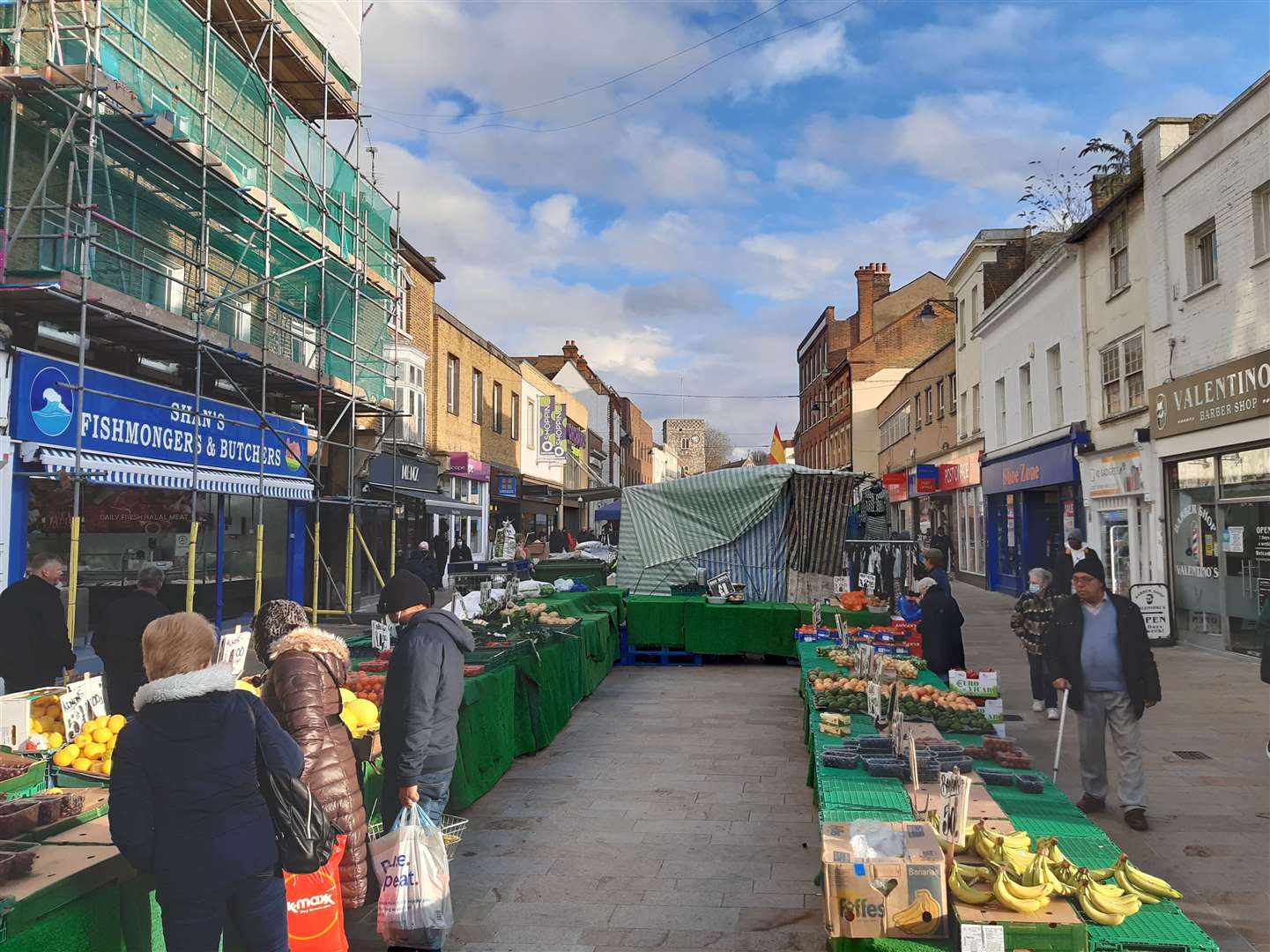 Dartford's Thursday market is back open for business and vying for trade. Photo: Sean Delaney