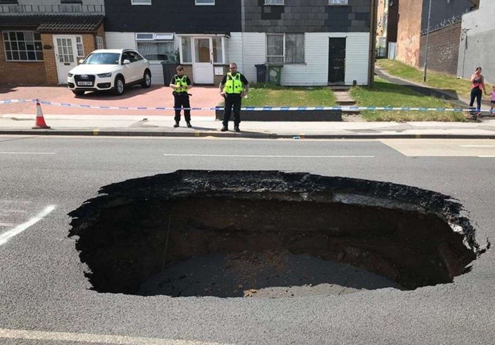 The sinkhole is four metres (13ft) wide and three metres (10ft) deep (Walsall Council/PA)
