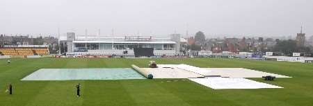 Rain keeps the covers on at Wantage Road. Picture: BARRY GOODWIN