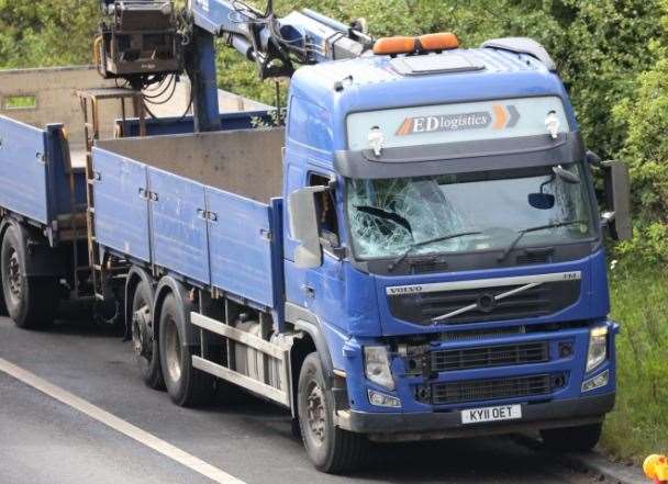 A lorry was damaged in the crash involving four vehicles. Photo: UK News and Pictures (47147736)