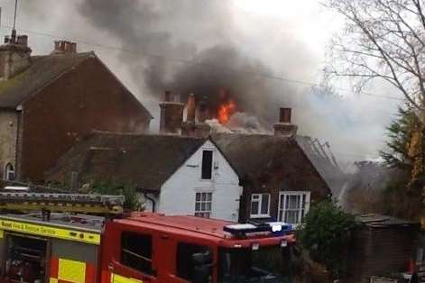 Fire crews at the Hooden on the Hill pub. Picture: Louise Kennett