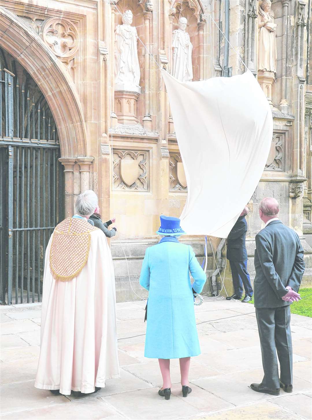 A moment in history as the two sculptures are revealed by the royals for the first time. Picture: Ian Scammell