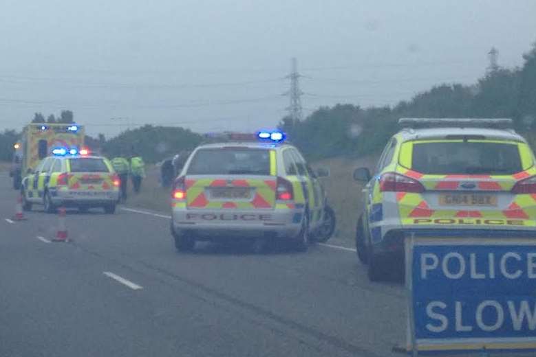 A police lane closure on the A249. Picture: Annabel Rusbridge-Thomas