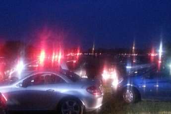 Cars trying to leave the showground tonight