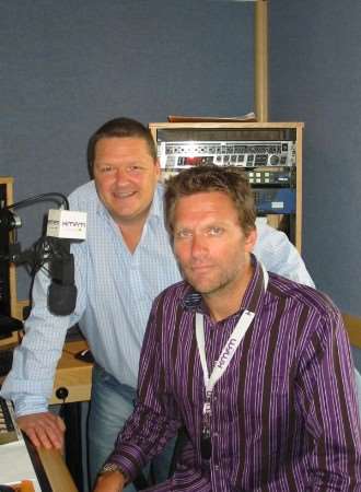 Nick Bateman, from the first Big Brother series, at the kmfm studio with programme controller Spencer Cork
