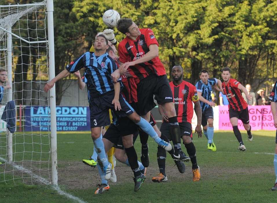 Chatham (red and black) start the new season at home to Dereham Picture: Steve Crispe