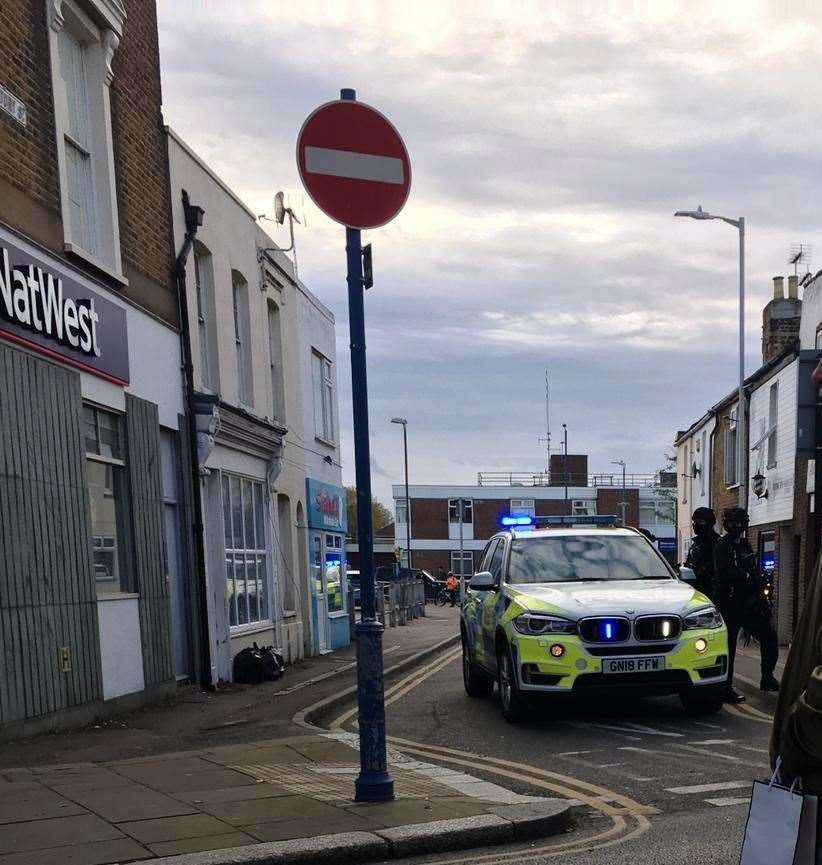 Armed police in Victory Street, Sheerness, in November. (24301216)