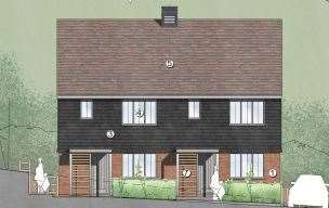 An artist's impression of two of the eight homes planned for Short Lane in Alkham. Picture: APX Architecture/DDC portal