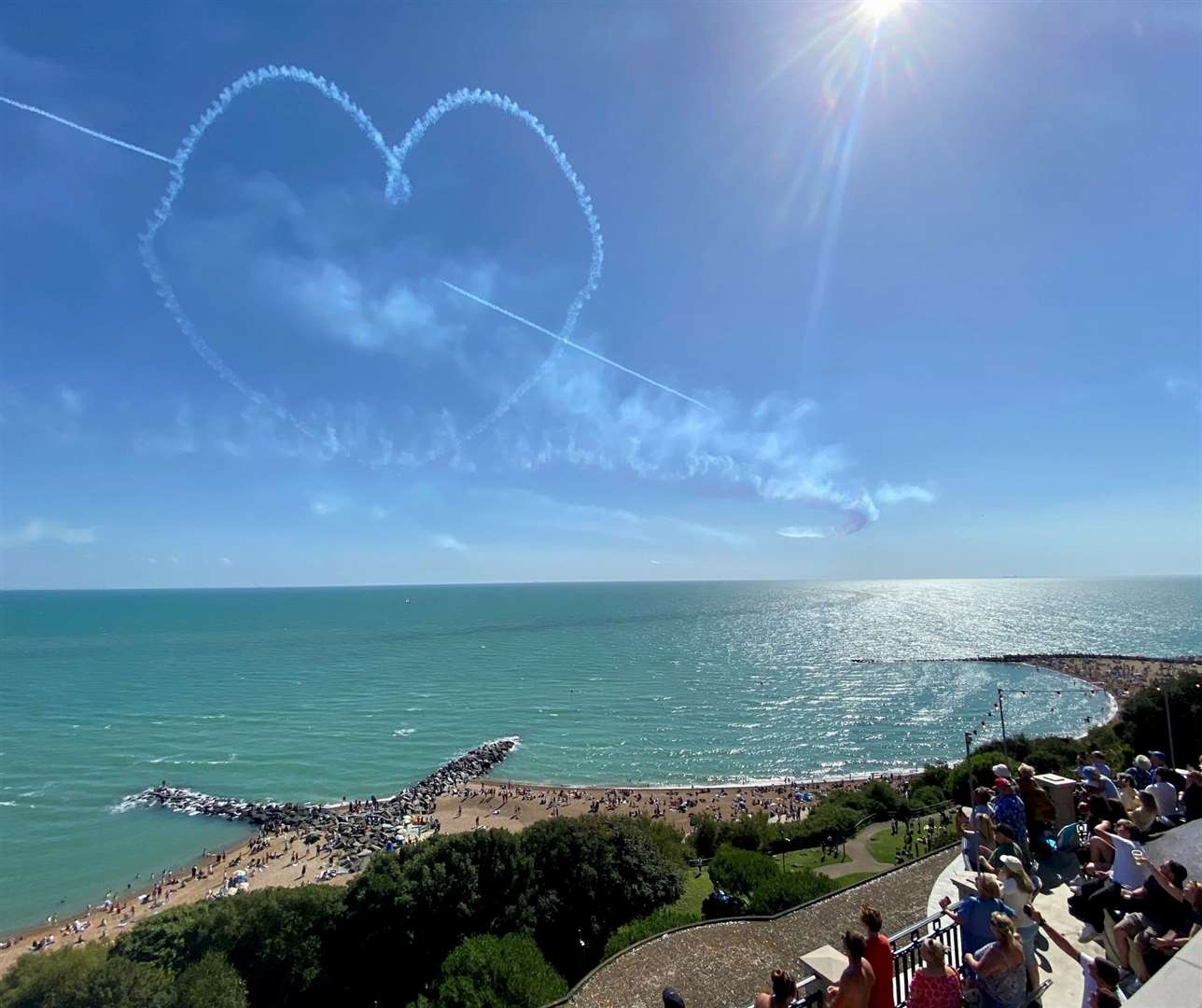 The Red Arrows showed their love for Folkestone on Sunday. Picture: Folkestone and Hythe District Council