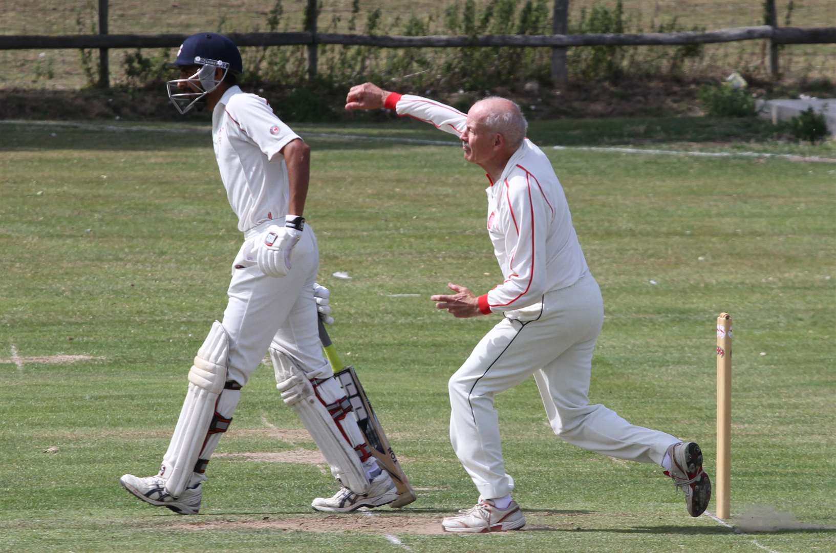 Betteshanger Colliery Welfare's Derek Towe in full flight against Minster. Picture: Rebecca Holliday (62022550)