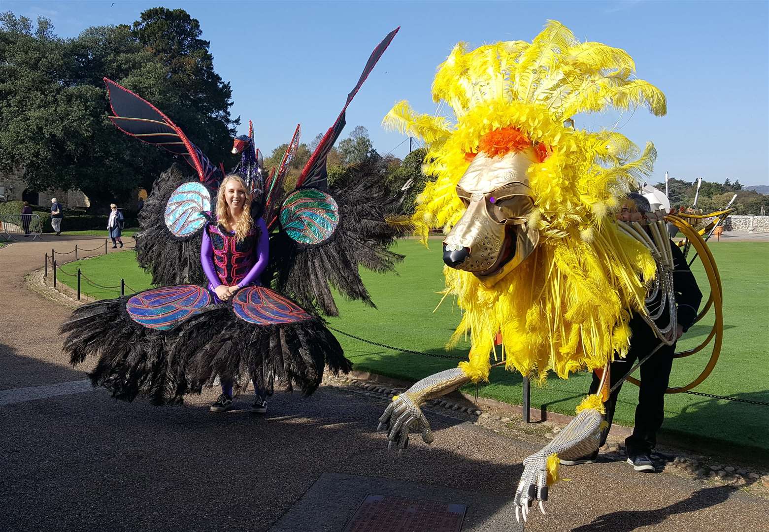 Costumed carnival characters at Leeds Castle