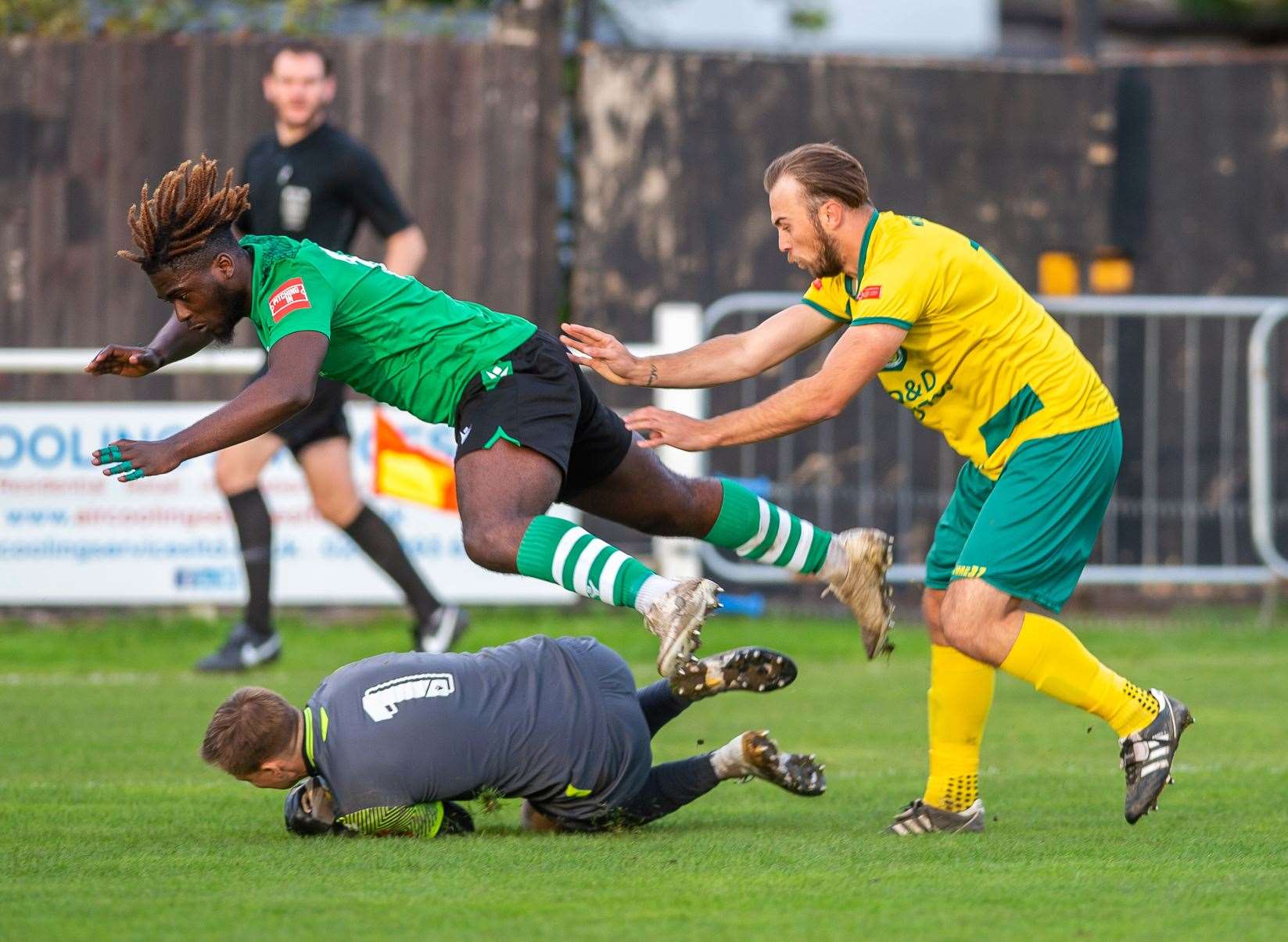Ashford United striker Luke Burdon searches for a late leveller Picture: Ian Scammell