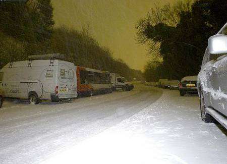 About 200 vehicles (including buses) abandoned on the A260 on March 12, 2013.
