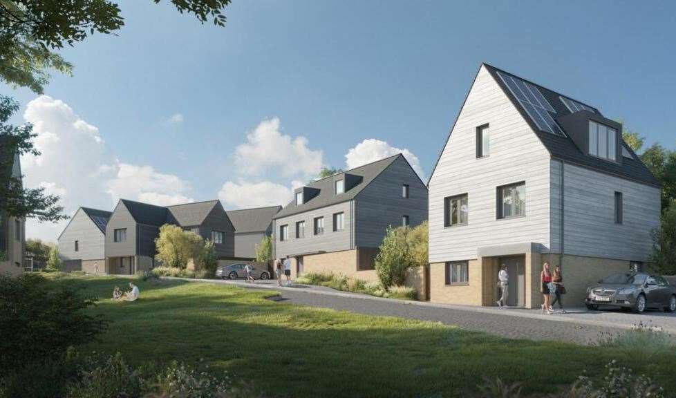 The homes in Folkestone were designed as zero-carbon ecohouses. Picture: Hazle McCormach Young LLP