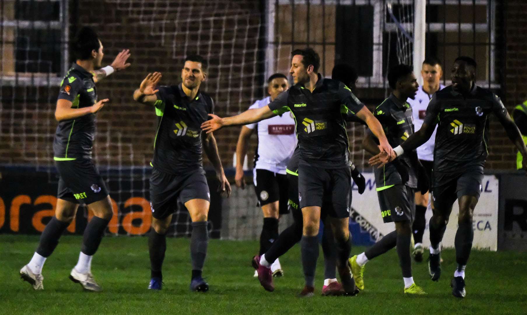 Dartford celebrate their first goal at Hungerford last weekend. Picture: Phillip Cannings (43397212)
