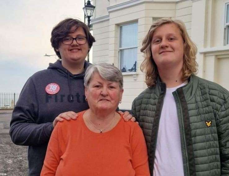 Ethan Entwistle pictured with his brother Thomas (15) and their grandmother