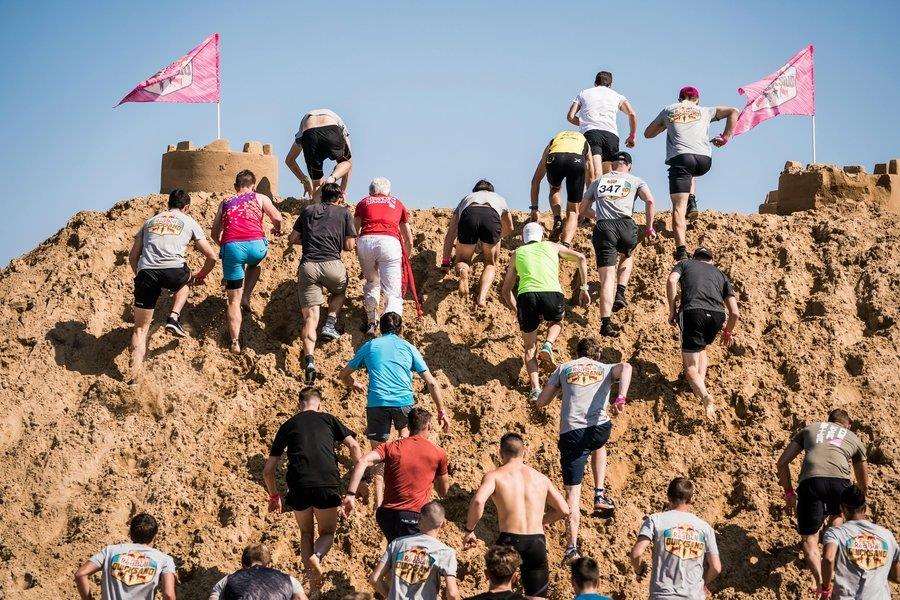 Obstacles include huge sandcastles on Margate beach (6840016)
