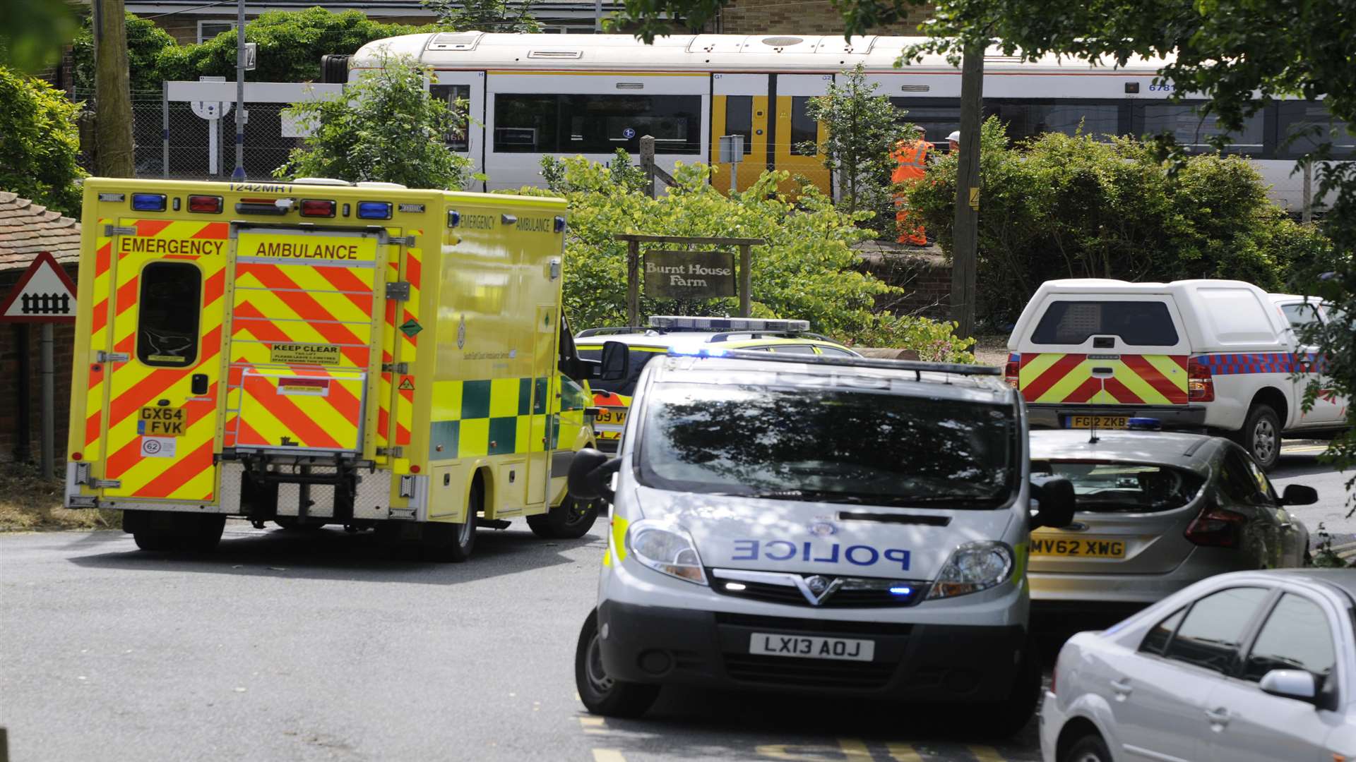 Emergency services at Chartham Railway Station