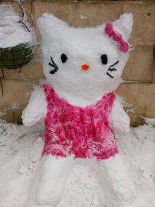 Jo Bedford, in Gillingham, made this snow Hello Kitty with food colouring