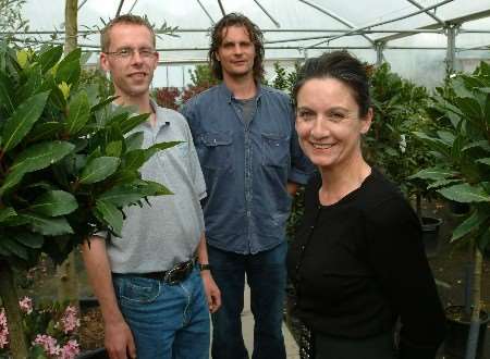 Frances Thomas with her team of Andrew Wayre, manager of Palmstead Nurseries, and Nick Ayling. Picture: GARY BROWNE