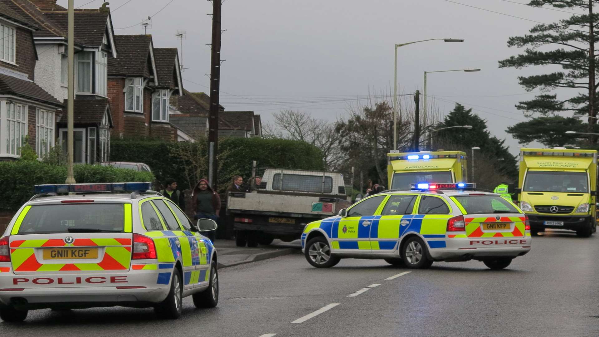 Emergency services in Willesborough after a boy was knocked down by a car. Picture: Andy Clark