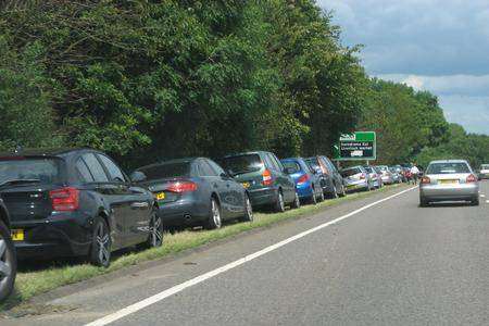 Cars parked outside the Kent Showground after car parks were closed during the County Show