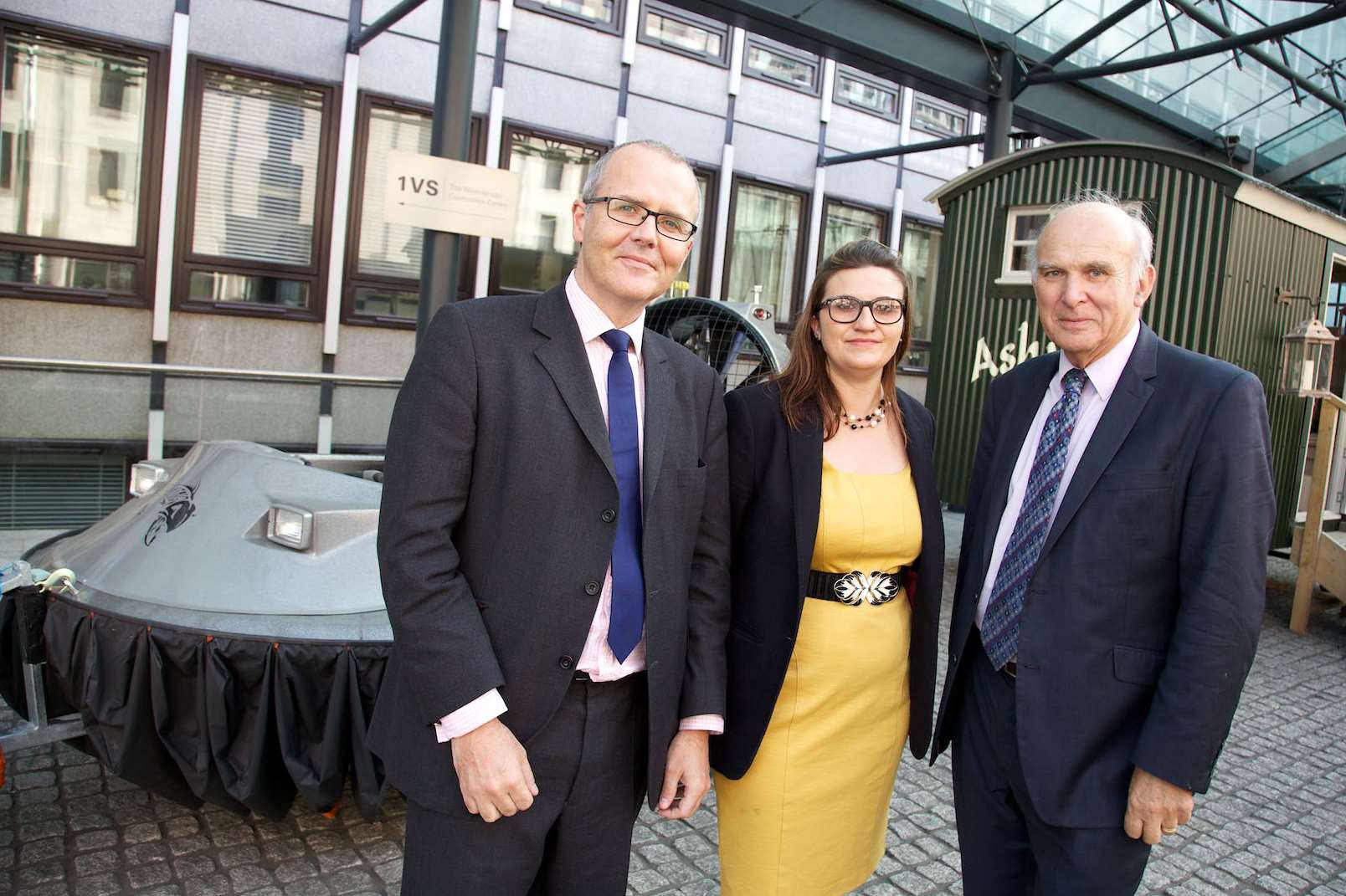 From left, Manufacturing Advisory Service’s Stephen Peacock, Flying Fish's Emma Pullen and Business Secretary Vince Cable