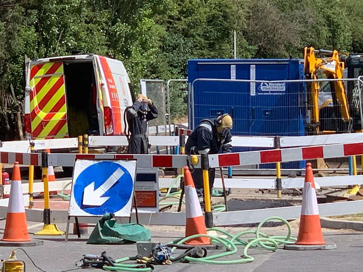 Emergency repairs on the A2 at Newington following a gas leak. Picture: Richard Palmer