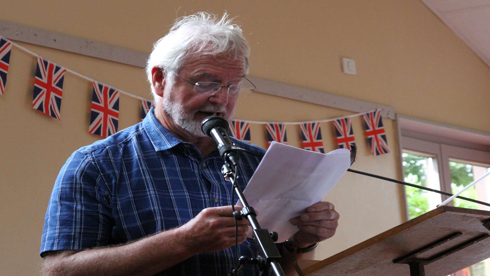 Richard Benns, great nephew of Sheppey First World War flying ace Major James McCudden, making a speech in France. Picture by Grace Dobson.