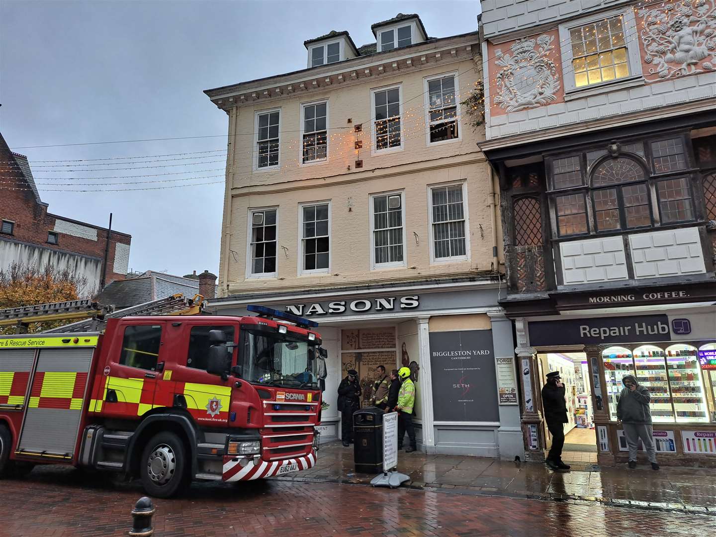 Emergency services gathered outside Nasons on Canterbury high street this afternoon