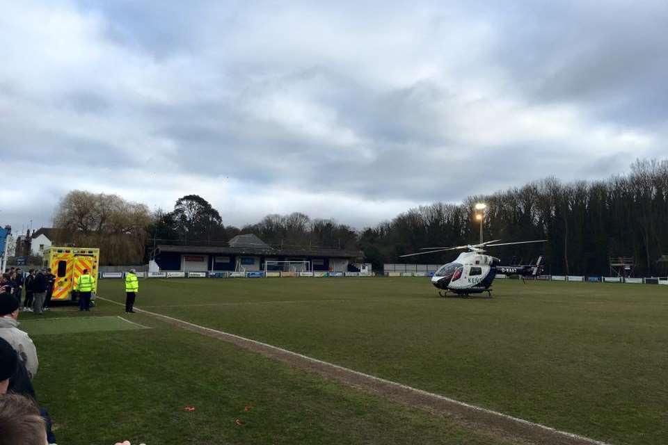 The air ambulance at the scene. Picture: Ramsgate Football Club
