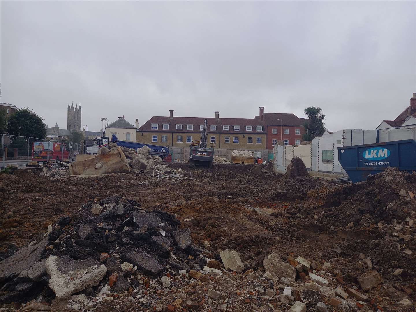 The former garage is now a construction site