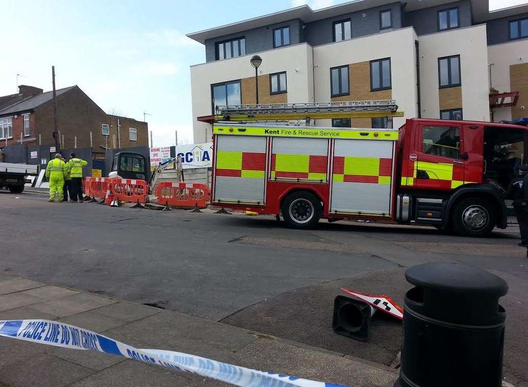 Firefighters at the scene in Burch Road, Northfleet