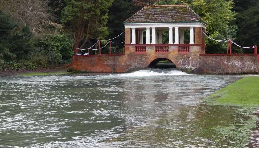 Parts of Kearsney Abbey remains underwater