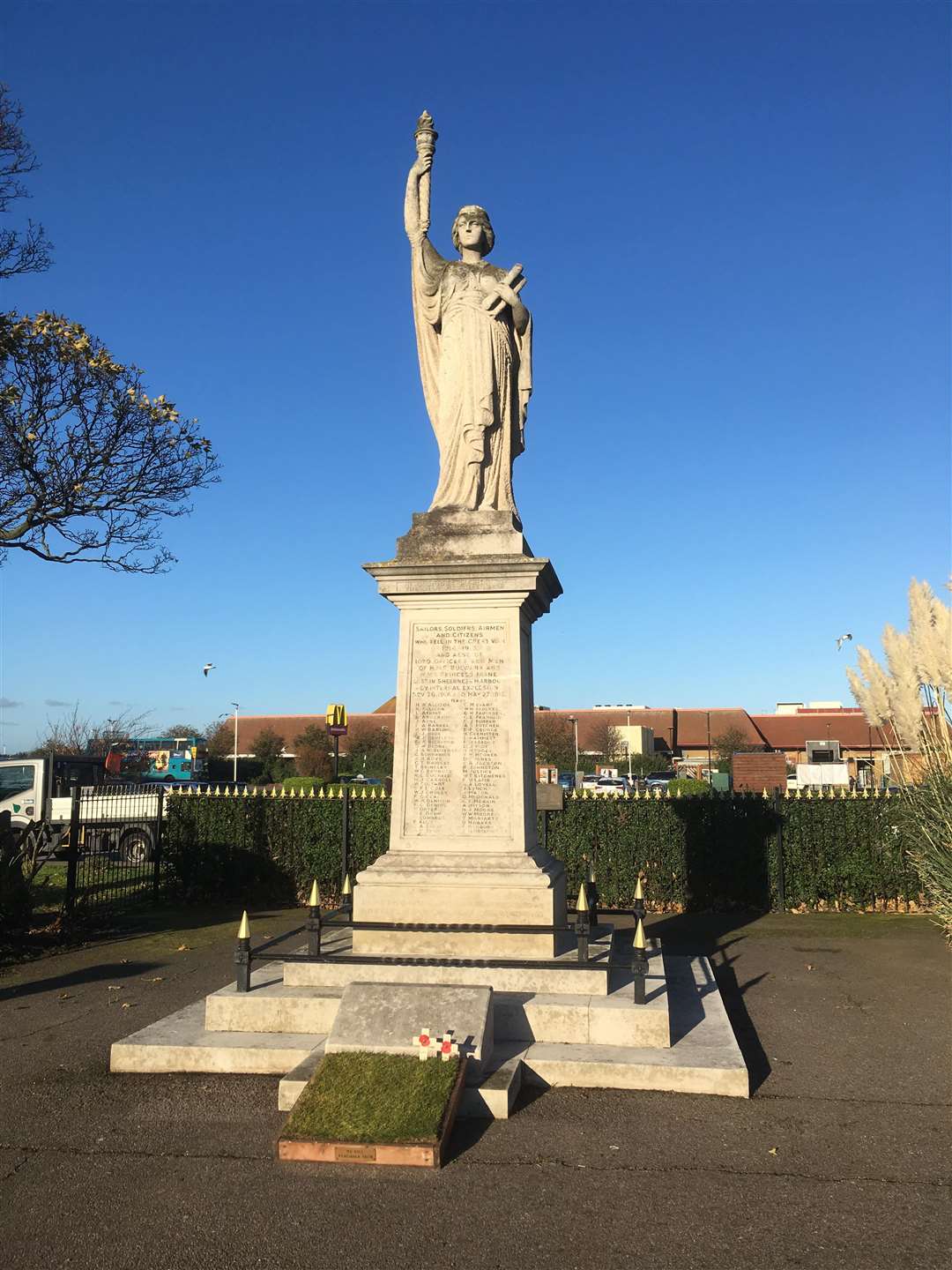 Sheerness war memorial was strangely quiet on Sunday
